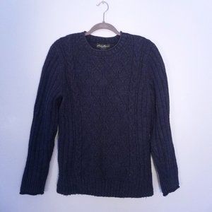 Thick Cable Knit Winter Sweater in Navy